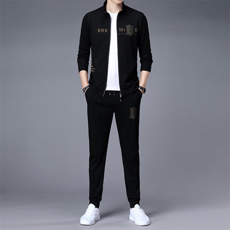运动套装男春秋季2023新款长袖开衫中年休闲运动服宽松卫衣两件套,男装休闲套装,电商B212（原钱塘6029）