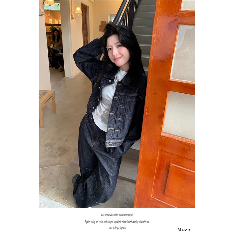 JH0586-P115牛仔套装潮牌男女牛仔上衣时尚百搭牛仔裤子,男装休闲套装,电商C233
