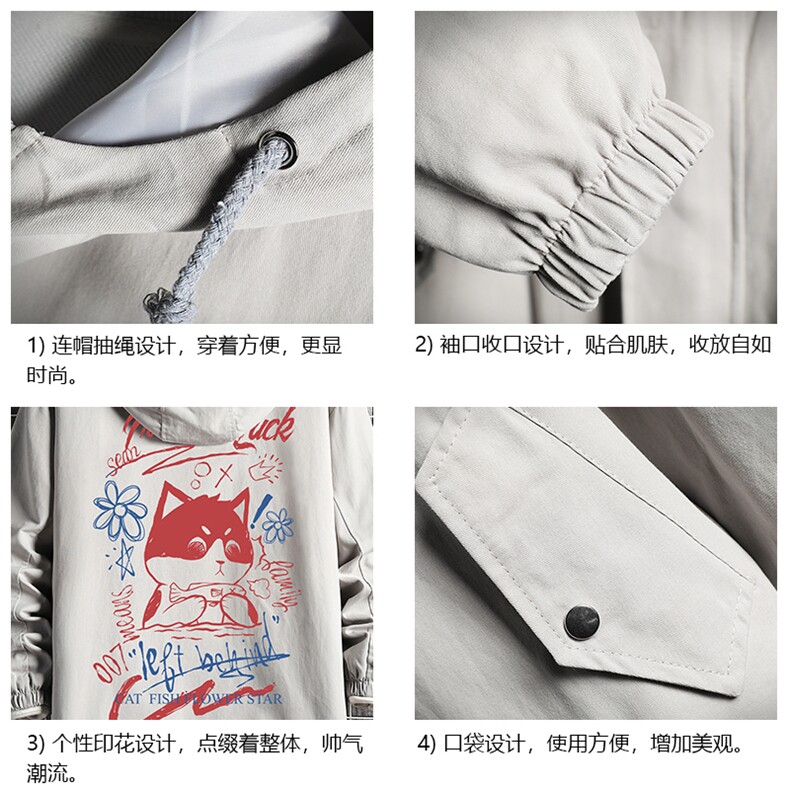 JK41226-P85纯棉连帽夹克男士大码工装夹克男网格,男装夹克,电商A040A