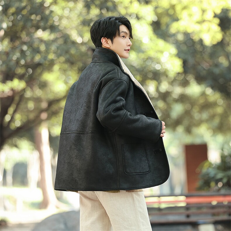 风棉衣男新款皮毛一体大衣夹克羊羔绒外套保暖棉服1215-p178,男装夹克,电商A016