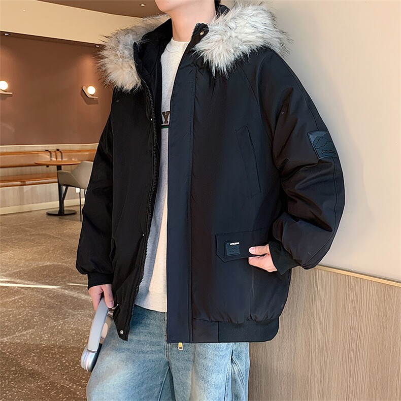 冬季宽松/连帽大毛领休闲外套潮加厚棉衣XZ102B-1M2591-P135,男装棉衣,星座102B-1