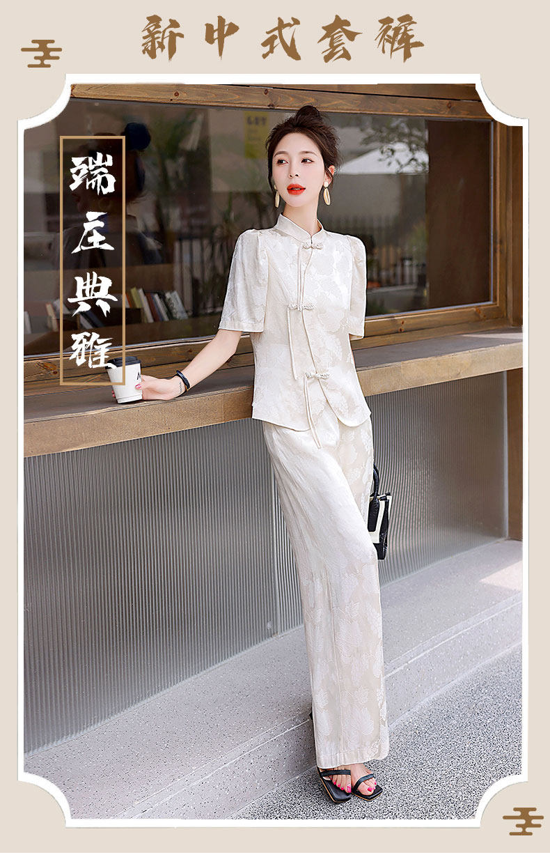 新中式国风改良旗袍套装女2025年夏季新款轻奢高级感阔腿裤两件套,女装套装/套裙,仟媚宠