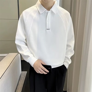 卫衣男春秋季2025新款宽松潮牌翻领衣服男款纯色百搭秋装运动上衣