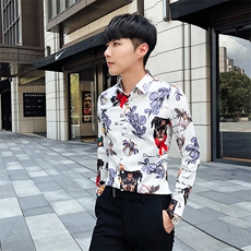 2021秋冬潮流个性花衬衫男长袖韩版休闲印花衬衣A470-CS112，男装衬衫，电商A207