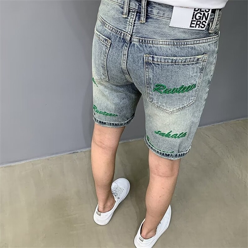 新款牛仔短裤男2025夏季薄款中裤美式街头百搭宽松运动休闲五分裤，男装牛仔裤，星座506A