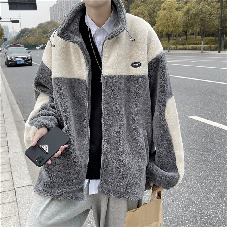 2021新款羊羔毛服港风日系休闲百搭时尚学生保暖外套W2269-P60,男装棉衣,星座512-4