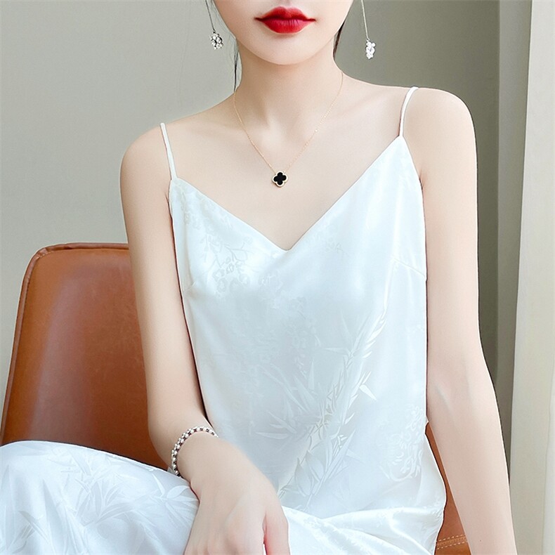 时尚风中长款无袖吊带A型套头2024年夏季简约连衣裙,女装连衣裙,绒宛羊绒