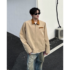 8XL-M春季水洗帆布短款夹克男生vintage美式复古工装外套JK003P98，男装夹克，电商B312