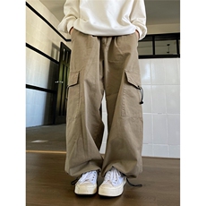 秋冬日系复古阔腿基础款抽绳工装裤男女宽松束脚休闲裤MK359P41，男装工装外套，星座1013-5
