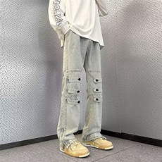 美式高街牛仔裤男韩版潮流痞帅2025春季新款ins长裤RK1010-P47，男装牛仔裤，星座412