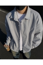 2025春季牛仔条纹长袖衬衫F6601特P45控68，男装衬衫，电商A309