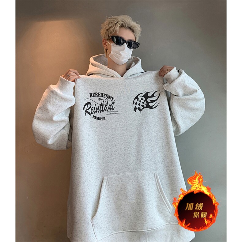 抖音得物供货提供视频秋冬重磅美式宽松织带连帽卫衣04188,男装卫衣,电商A486