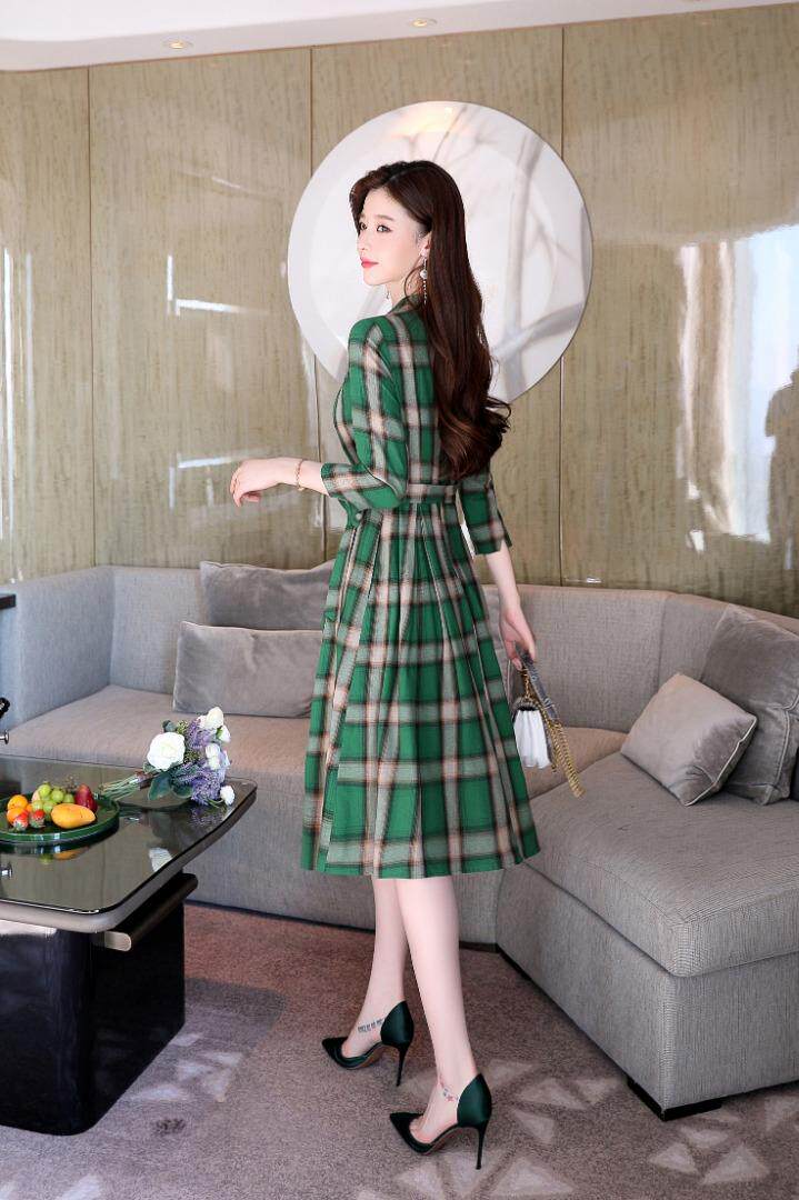 现货，春季新款，格子连衣裙，女装连衣裙，金典明美