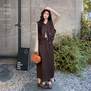 春装新款现货 韩系休闲马甲半身裙两件套 2112 P185 K288图片