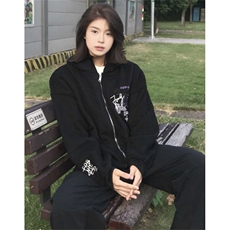 美式连帽卫衣男女秋冬季2025宽松慵懒风开衫外套潮W8025，女装短外套，星座1116A（原606A-3）