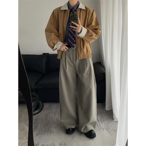 网图条纹拼接假两件外套男美式复古廓形飞行员夹克JKT15-特P68图片