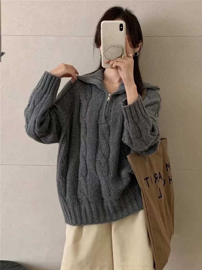 2025年秋季常规款通勤长袖单件套头休闲百搭，女装针织衫/毛衣，半城羊绒