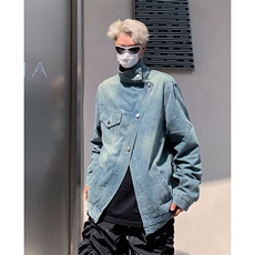 美式水洗牛仔夹克男秋季复古设计感小众宽松外套潮JK5-P63，男装夹克，星座308B-1