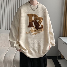 2023春新款撞色立体毛巾绣宽松圆领套头卫衣23088-P55控885，男装卫衣，星座914-3