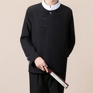 新中式风西装外套男女潮流设计款上衣金属扣垫肩中山装西服XY96图片