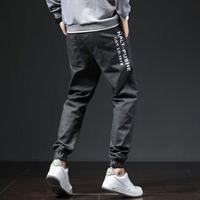 牛仔裤男2021秋冬潮牌休闲工装百搭束脚哈伦长裤C402-LT1863，男装牛仔裤，星座610（原A335）