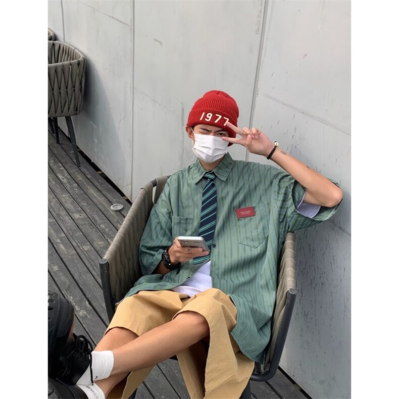 夏季新款衬衫潮流慵懒男方领宽松型衬衫QC26P33,男装衬衫,星座1116-2