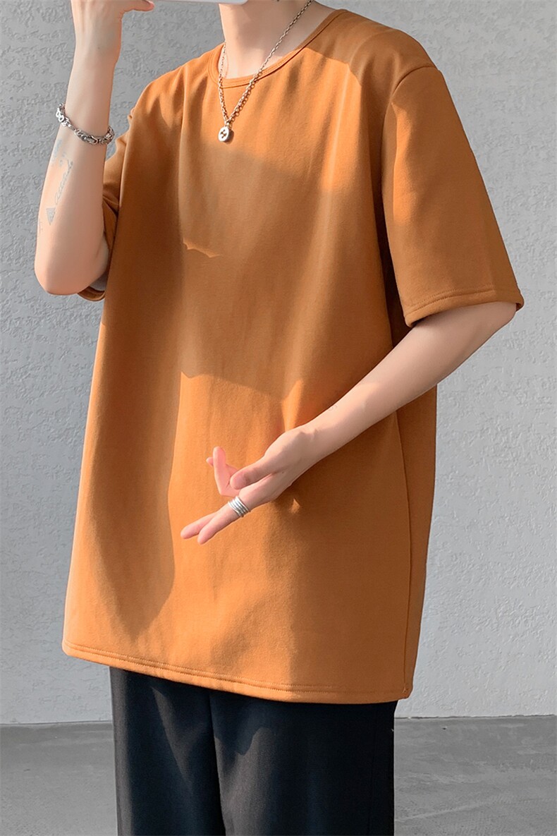 8XL-M冬季短袖男加绒加厚T恤内搭打底衫半袖打底上衣DX327P35控48,男装T恤,电商D206-1