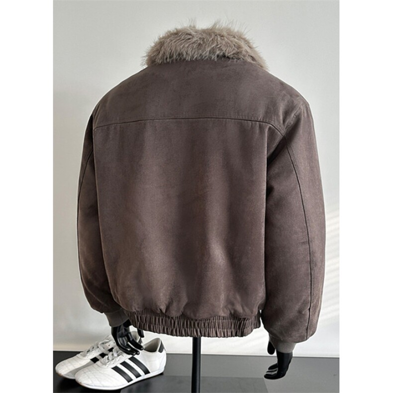 麂皮绒长毛绒座山雕棉服男冬季做旧复古短款工装外套MY6032,男装棉衣,星座1116A（原606A-3）