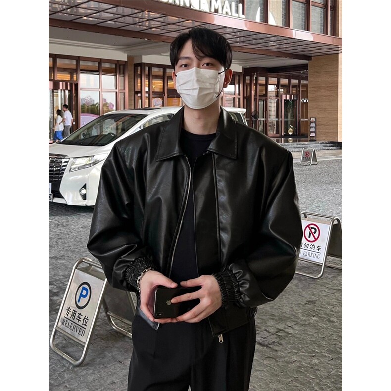 街头PU皮外套男秋冬季cityboy潮流痞帅机车服皮衣夹克WL7700-P68图片