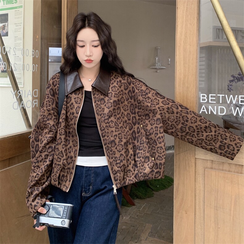 【新品有货】美式复古豹纹外套2C213-908-P160-K238,女装短外套,2C213