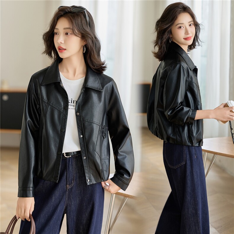 2025秋季女装新款大量现货时尚百搭韩版短款皮衣外套，女装皮衣，缘衣格
