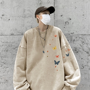 美式潮牌重磅水洗做旧圆领卫衣力推大码男XZ517A-BK5556-P58图片