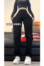 现货S-3XL加大码纯色直筒弹力牛仔裤310A-2BK309P55控78，男装牛仔裤，星座310A-2