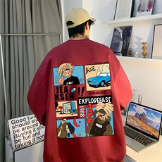 2026春季新款美式复古漫画印花宽松圆领卫衣JK23369特批25-控48，男装卫衣，星座605(原A050)