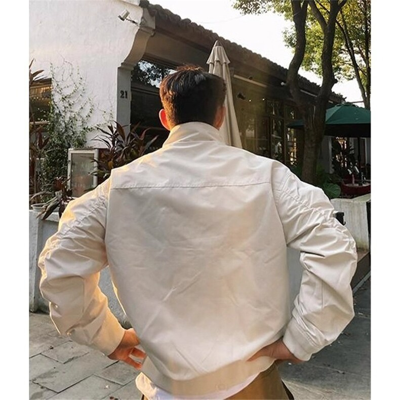 潮牌痞帅春秋男生立领飞行夹克美式高街短款外套男款2025新款秋季图片