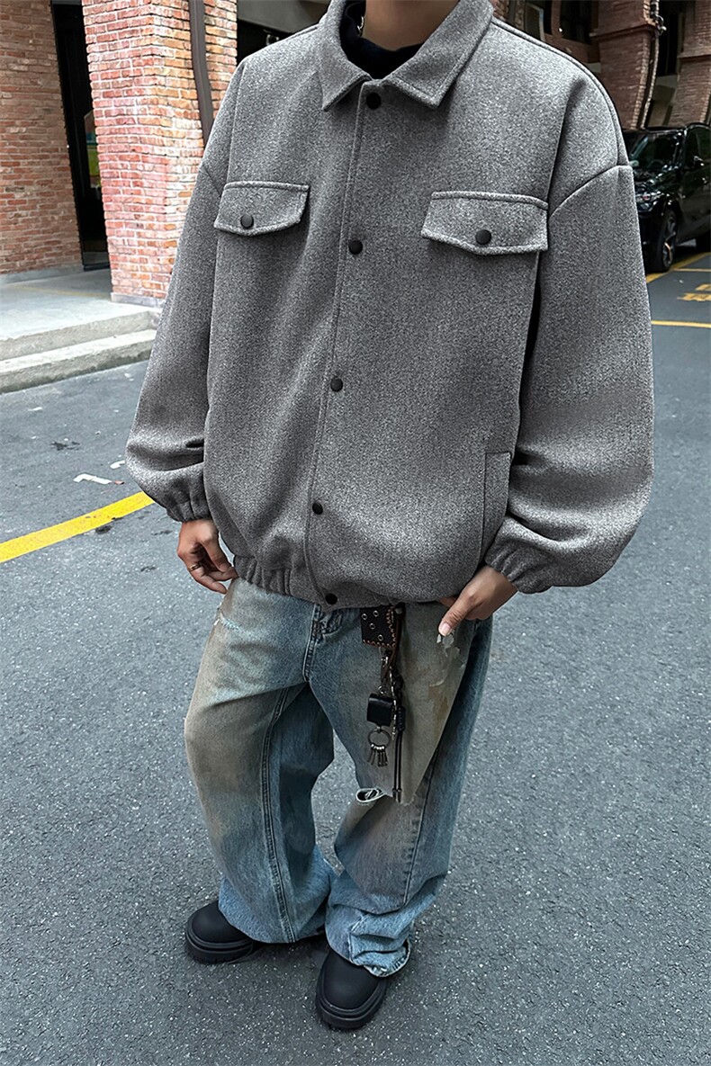 A1550P80控128-秋冬新款加棉加厚毛呢外套男潮牌宽松痞帅棉衣夹克,男装夹克,电商B241
