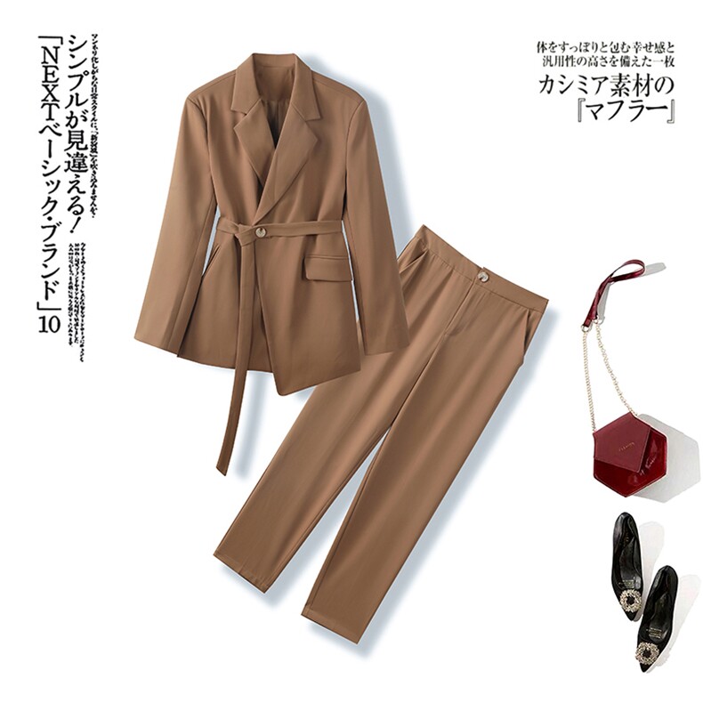 高端时尚职业西装套装女2024春季新款休闲气质显瘦西服外套两件套，女装套装/套裙，海爱依仁