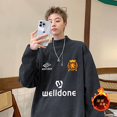 一件过冬重磅保暖针织衫德绒加绒加厚卫衣半高领打底长袖T恤DR90，男装T恤，电商A486
