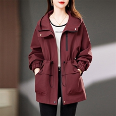 杭州正品气质风衣外套女2025春秋新款妈妈时尚洋气安哥拉红夹克衫，女装风衣，浙宝2-166