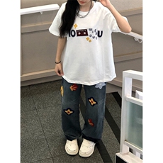 【有货】S809HH-特P52重工艺花瓣刺绣水洗牛仔裤男女设计感裤子，男装牛仔裤，星座1007（原301D）