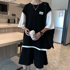 夏季运动套装男夏季篮球服潮牌情侣跑步休闲港风两件套TZ014-P45，男装休闲套装，星座1008-2