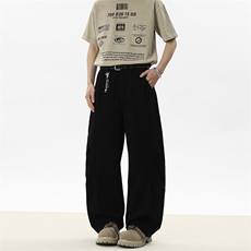 C315-XT049现货数据款弯刀立体裁剪褶位休闲裤(P65X89)8，男装休闲裤，电商C315