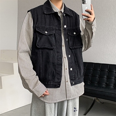 牛仔马甲男韩版潮流高街帅气2026春夏季新款ins宽松外套W4706-P52，女装短外套，星座412