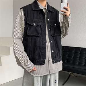 牛仔马甲男韩版潮流高街帅气2026春夏季新款ins宽松外套W4706-P52图片