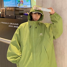 复古红色连帽冲锋衣女2023春秋情侣款宽松户外小个子外套JK077，男装夹克，星座1116A-1（原606A）