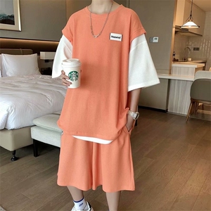夏季运动套装男夏季篮球服潮牌情侣跑步休闲港风两件套TZ014-P45图片