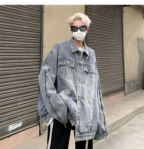 秋装新款宽松韩版夹克衫男磨破潮流牛仔衣服外套JK0869-P70图片