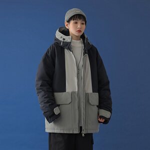 20年冬季新款撞色拼接连帽学院风羽绒服含DS-B293-Y782-P245图片