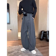 网络图复古阔腿西装裤男女2025秋新款高街设计感直筒垂感休闲裤，男装西裤，星座410-6（原星座1304-1）
