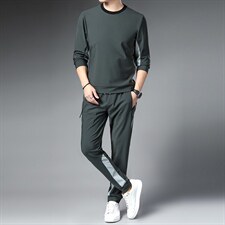秋季2023新款休闲运动套装男生长袖t恤中青年时尚百搭两件套，男装休闲套装，电商B212（原钱塘6029）